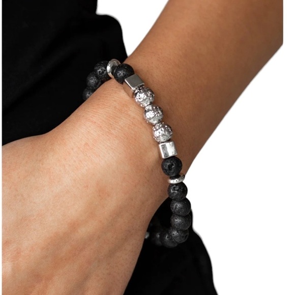 Bracelets Bundle of Three Silver Multi Leather Black Bead Adjustable Unisex - Picture 5 of 6